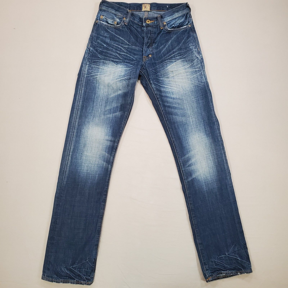 PRPS Jeans Mens 28x33 Blue BARRACUDA Relaxed Straight Dirty Fade Whiskers Denim